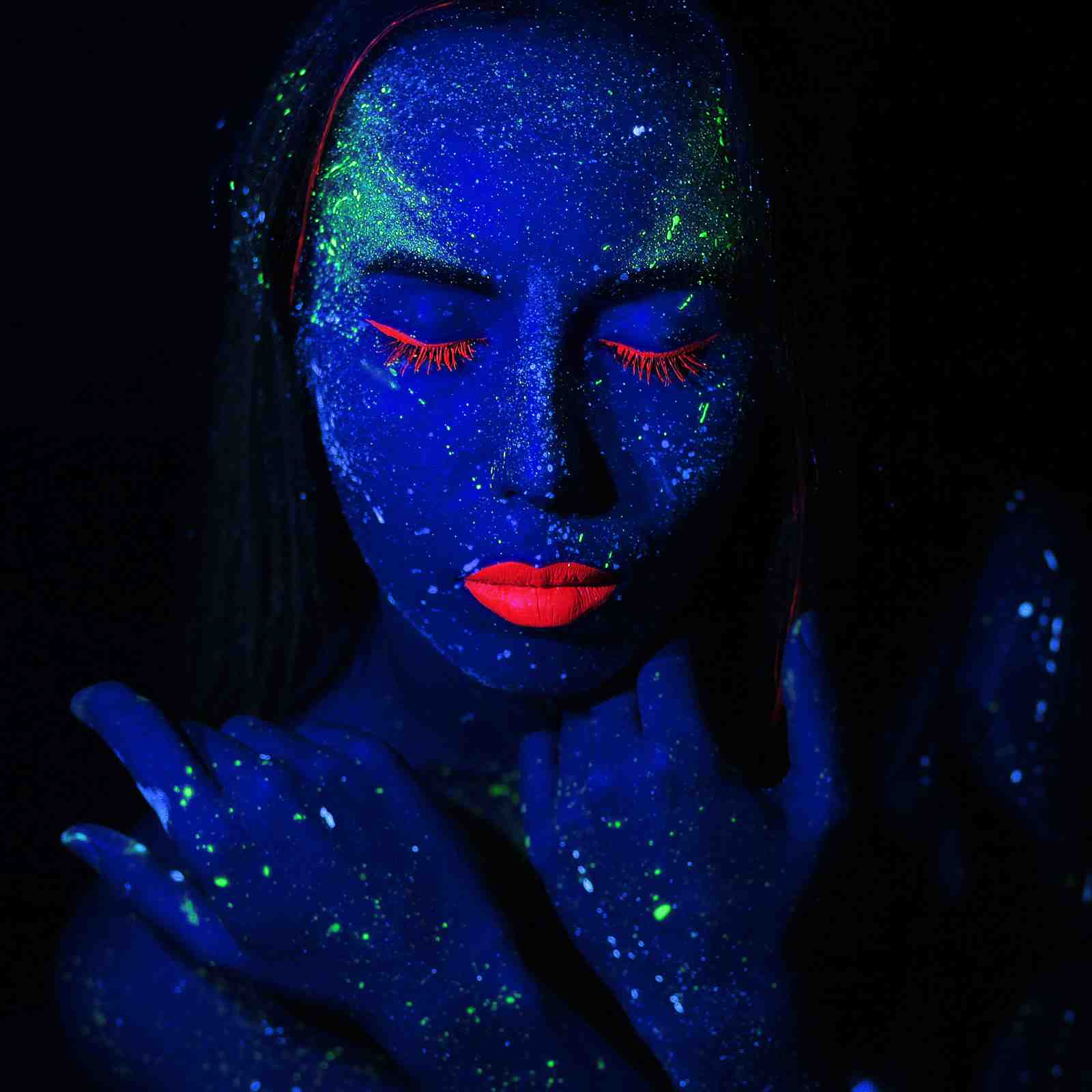 Neon Glow Woman Portrait Wall Art