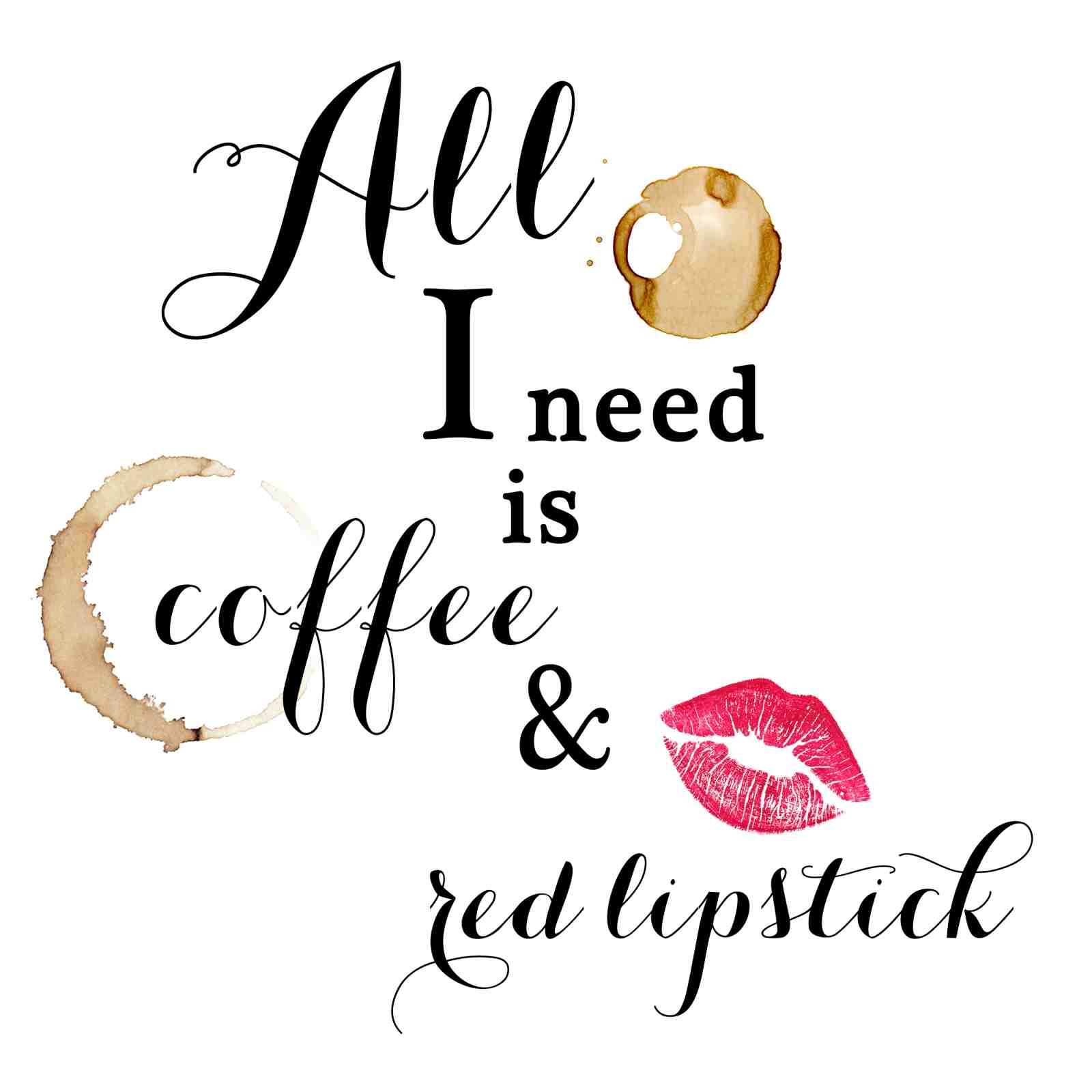 Coffee & Red Lipstick Quote Wall Art