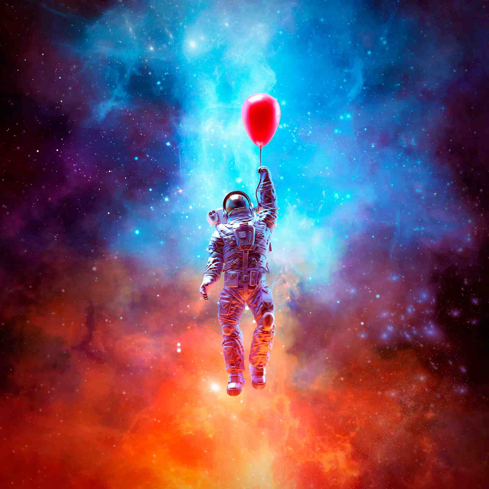 Astronaut Red Balloon Galaxy Wall Art