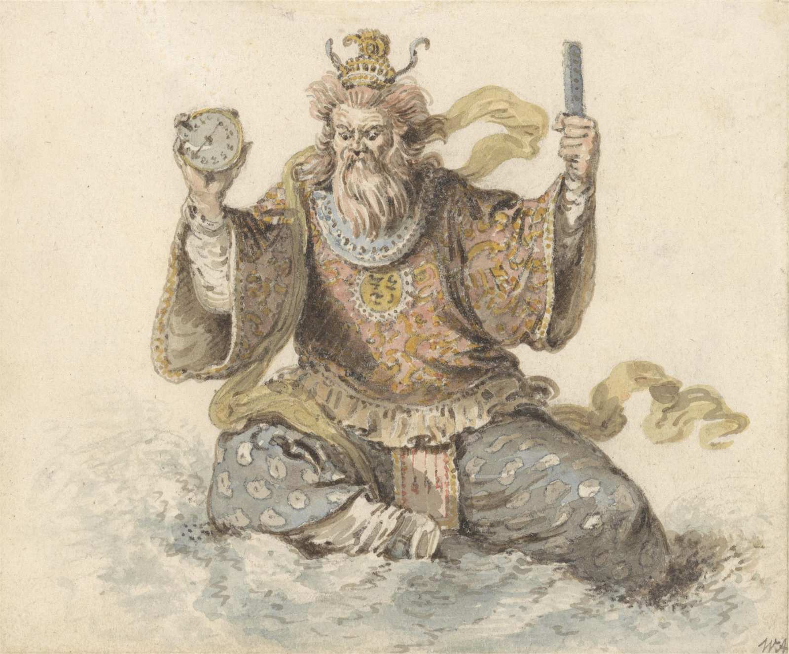 Mythical Deity with Clock Wall Art
