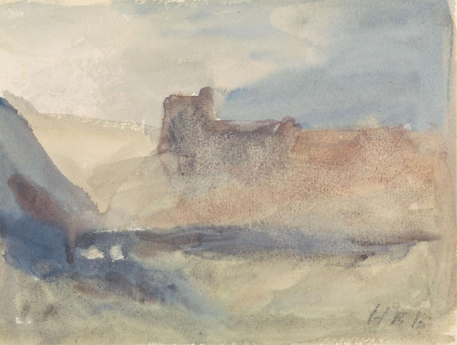 Misty Coastal Landscape Watercolor Wall Art