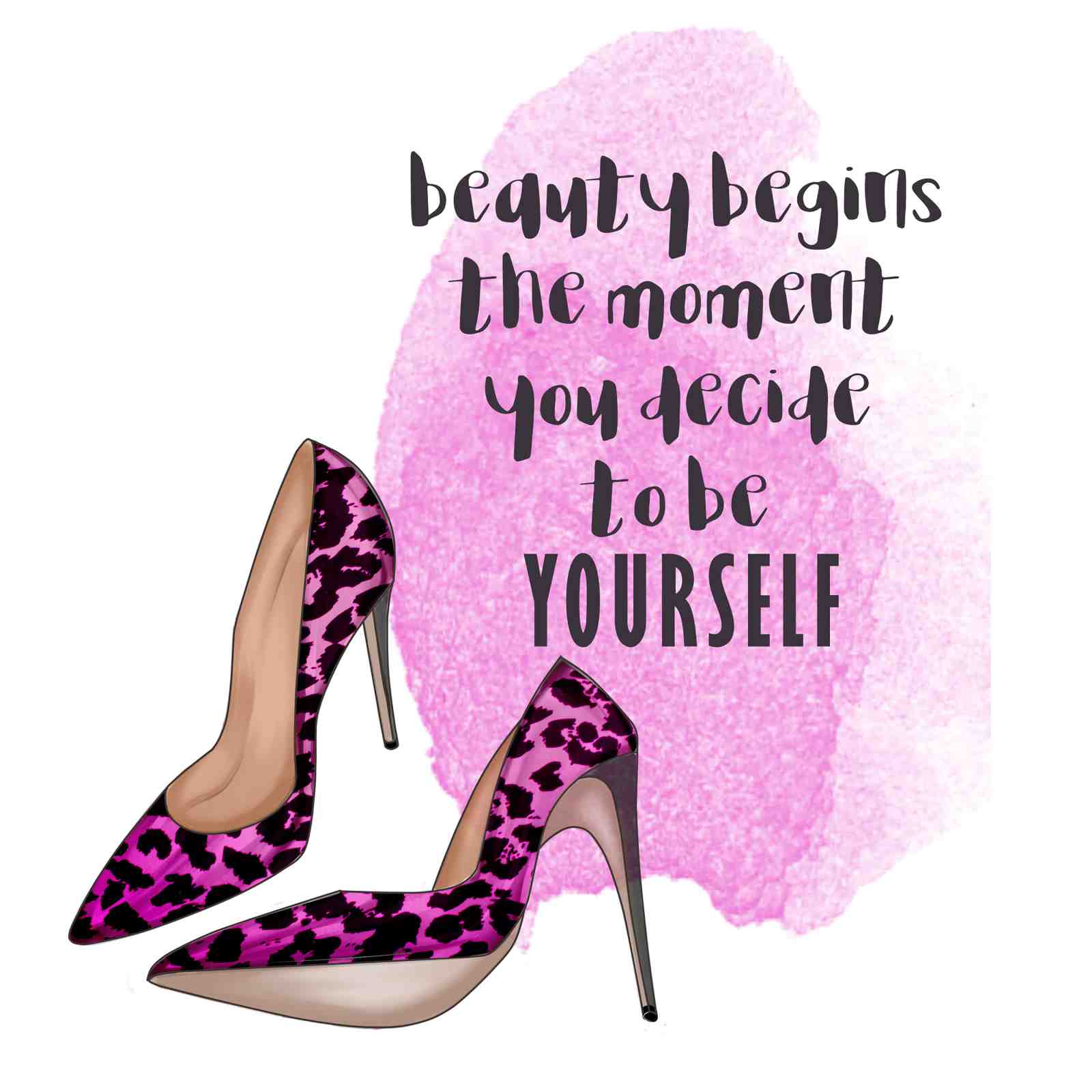 Pink Leopard Heels 'Be Yourself' Wall Art