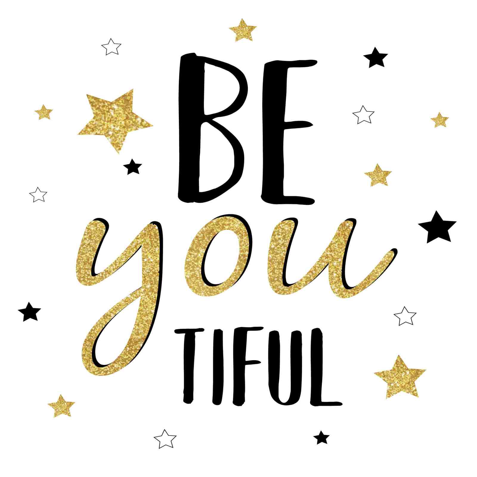 Be You-tiful Gold Glitter Stars Wall Art