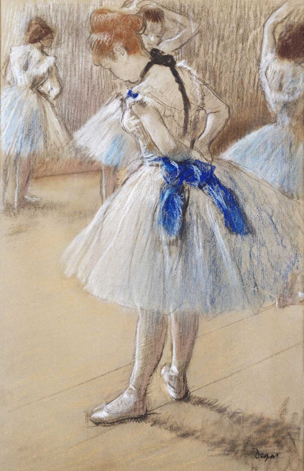 Elegant Dancers Blue Bow Ballerina Wall Art