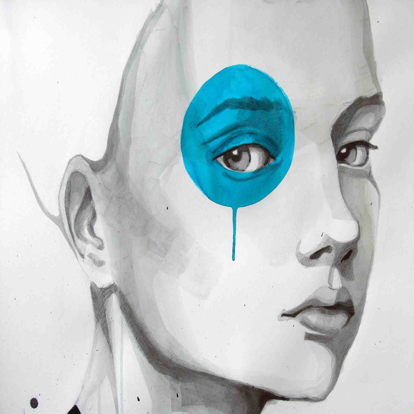 Abstract Teal Eye Portrait Wall Art