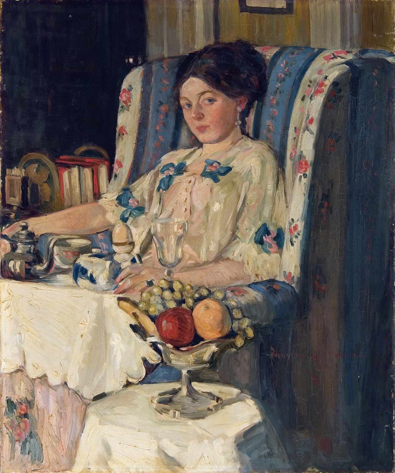 Elegant Portrait with Fruit Still Life Wall Art