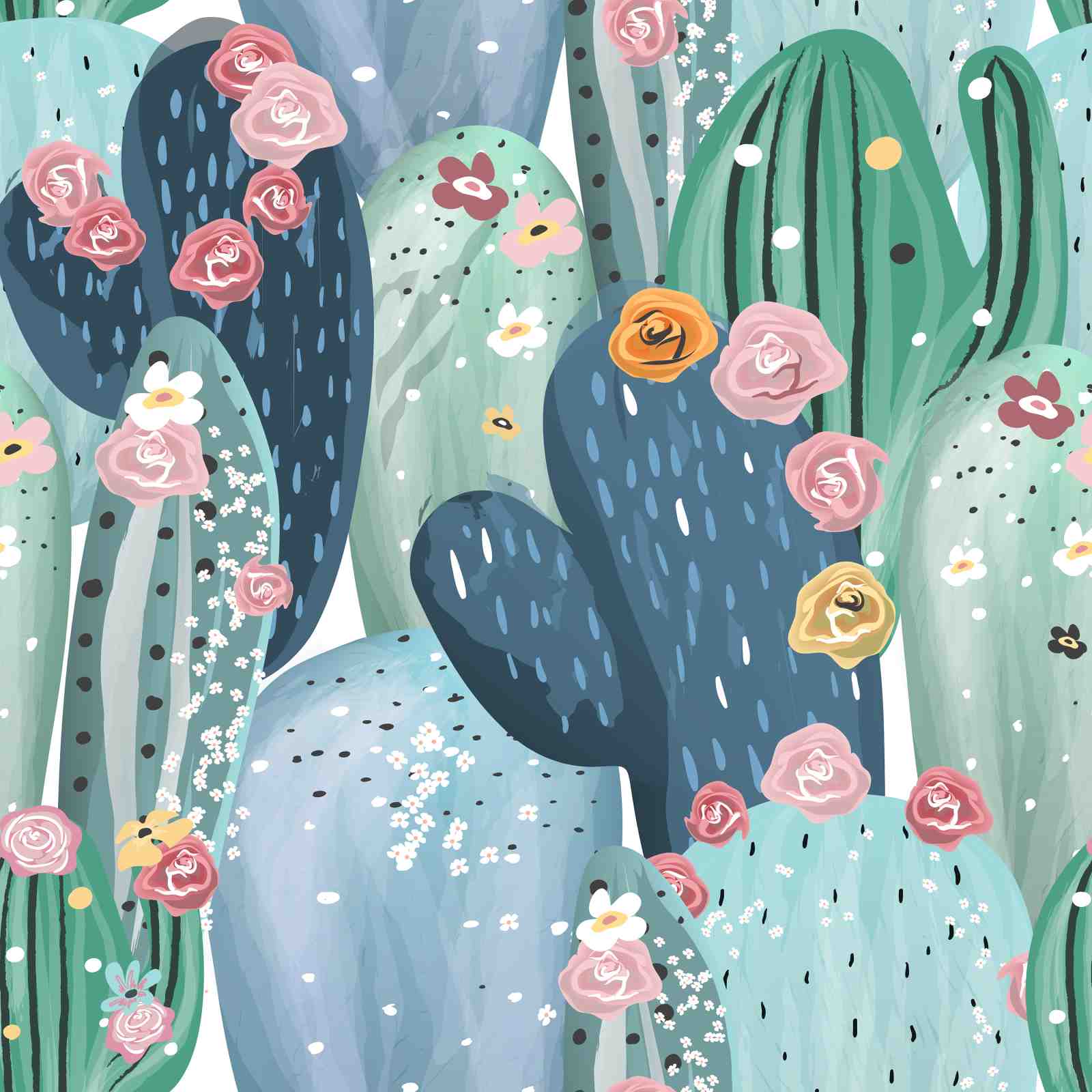 Whimsical Cactus Blooms Wall Art
