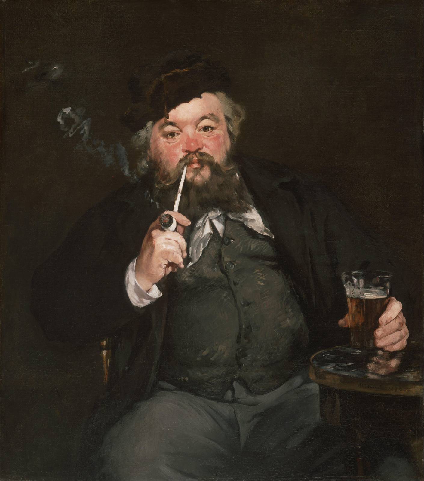 Man Smoking Pipe & Beer Portrait Wall Art