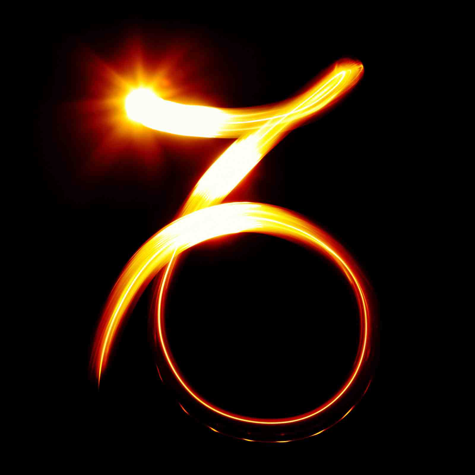 Fiery Capricorn Symbol Light Painting Wall Art