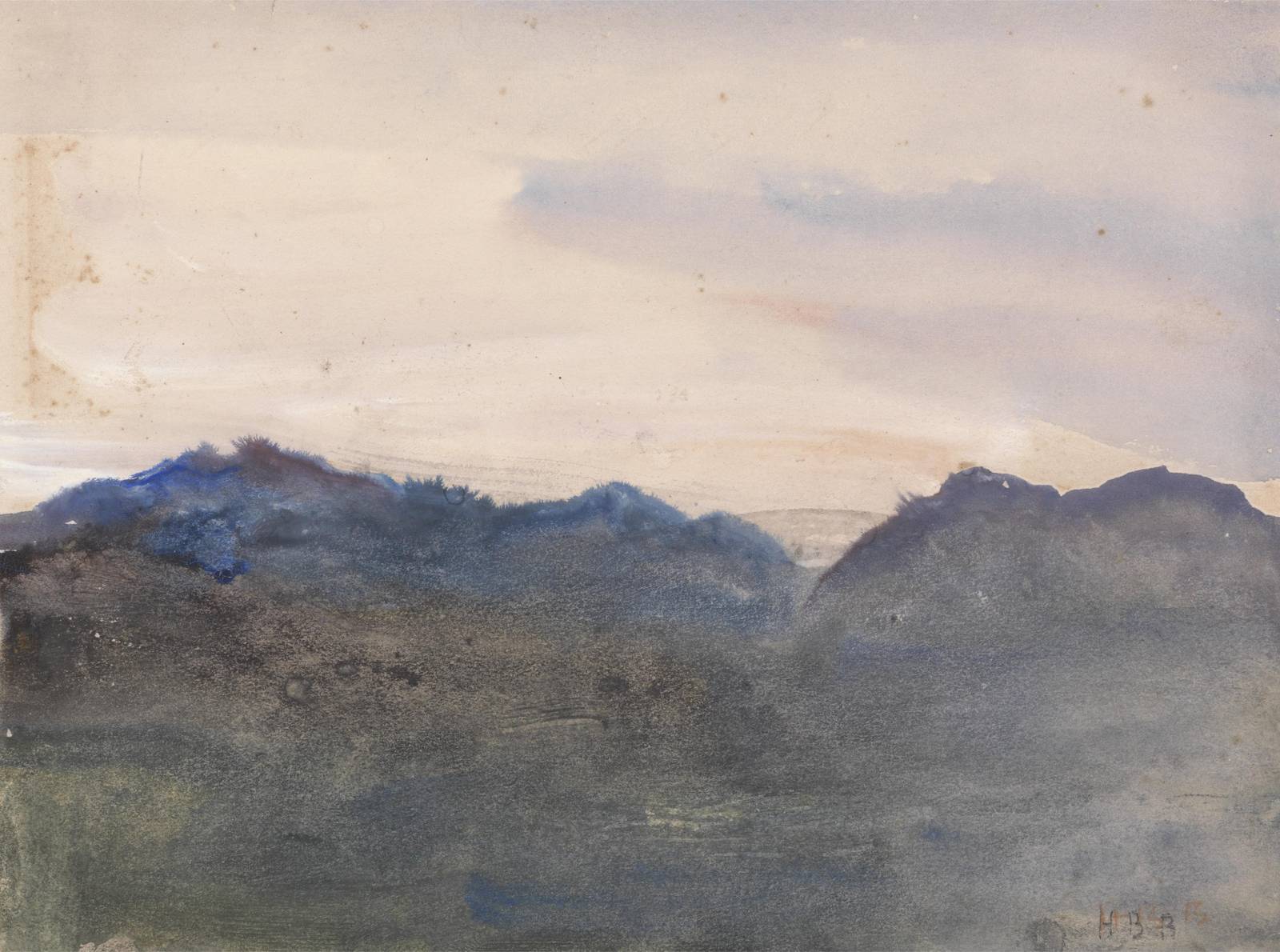 Serene Mountain Landscape Watercolor Wall Art