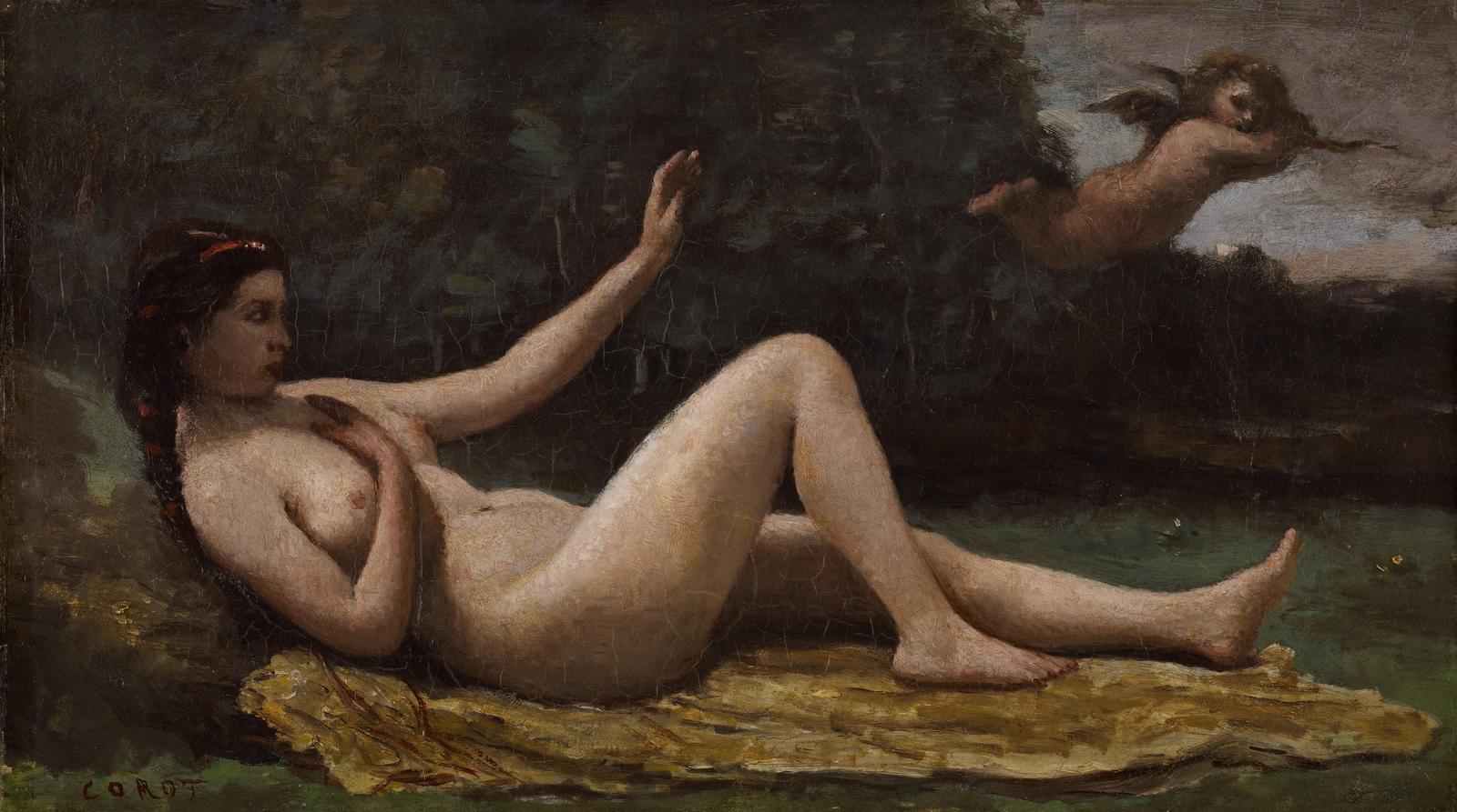 Classical Nude with Cupid Oil Painting Wall Art