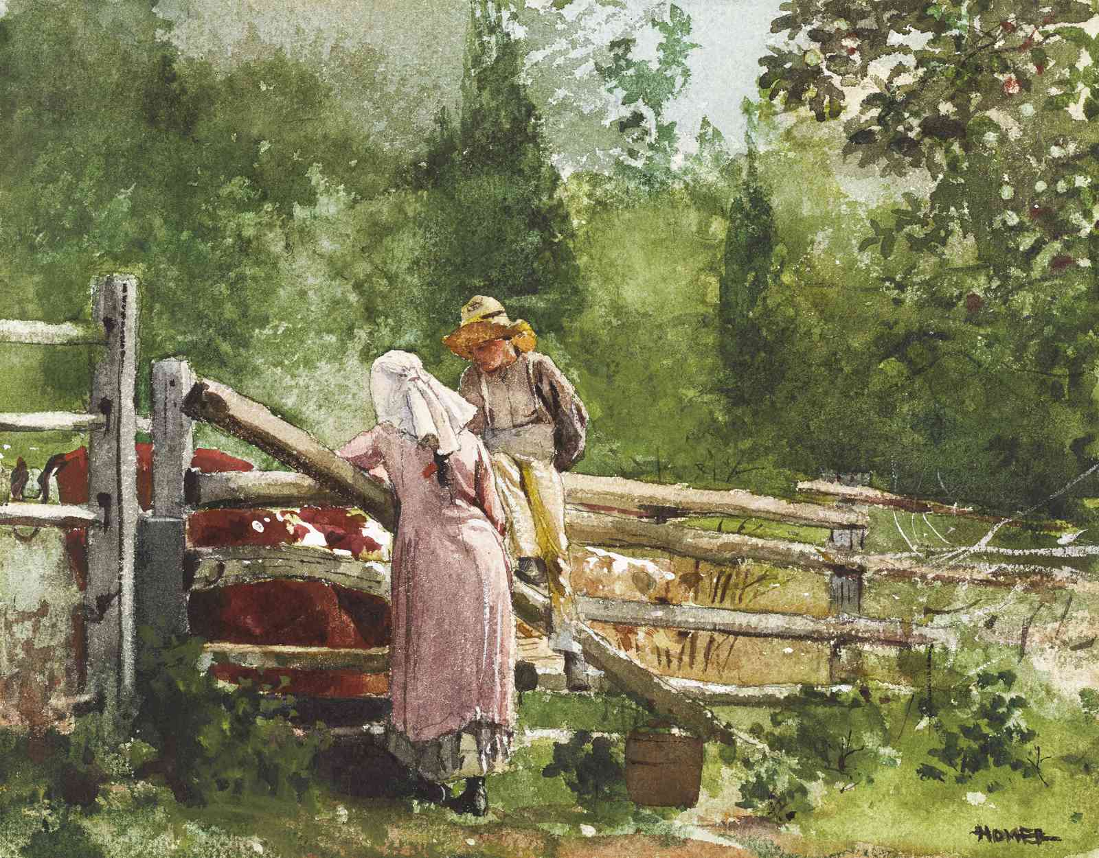 Pastoral Scene Two Figures Wall Art