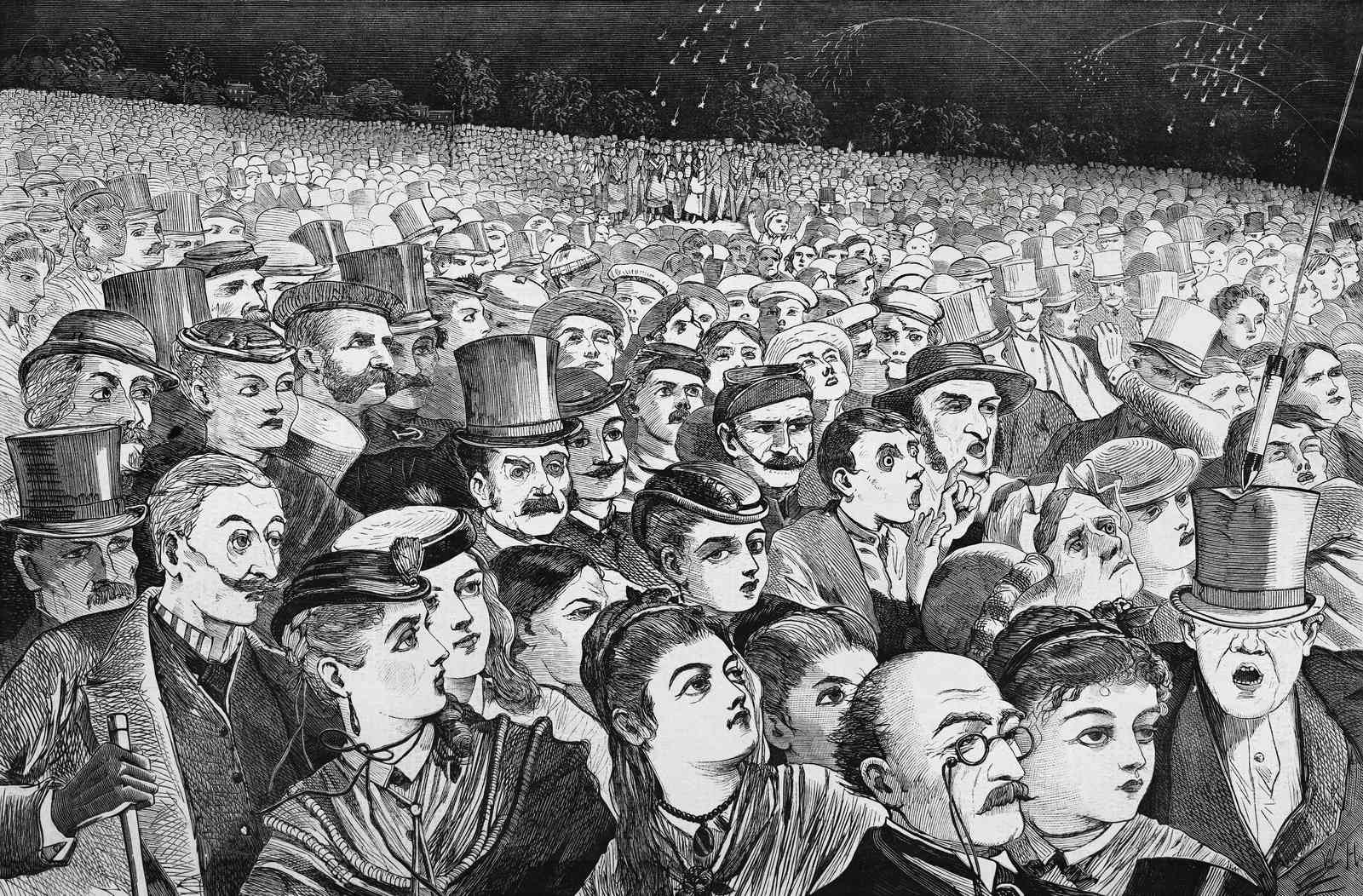 Victorian Crowd Watching Fireworks Wall Art
