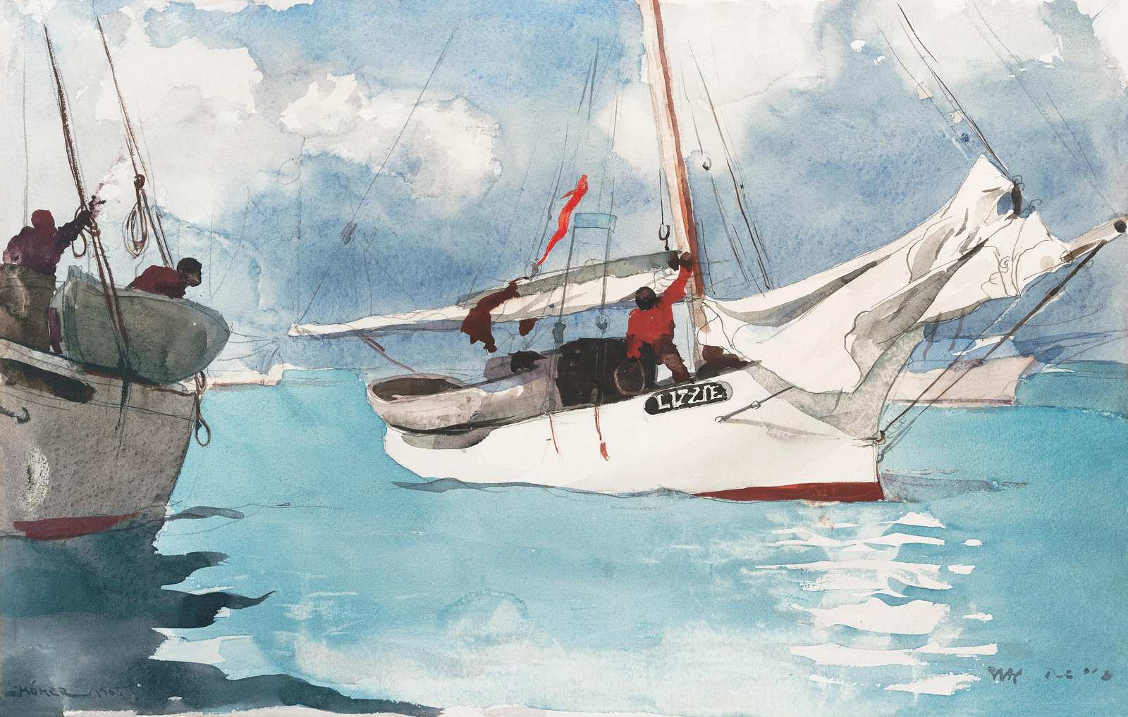 Nautical Seascape Watercolor Sailboats Wall Art