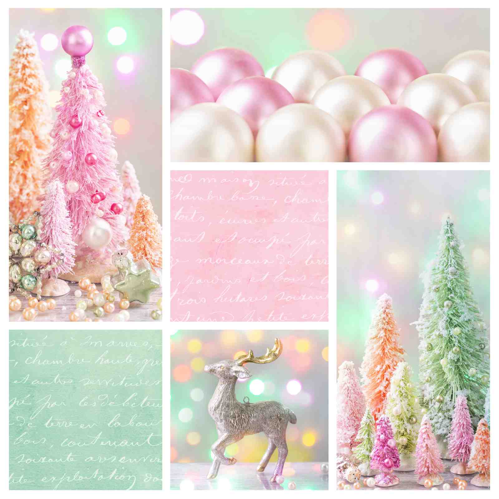 Pastel Christmas Trees & Reindeer Wall Art