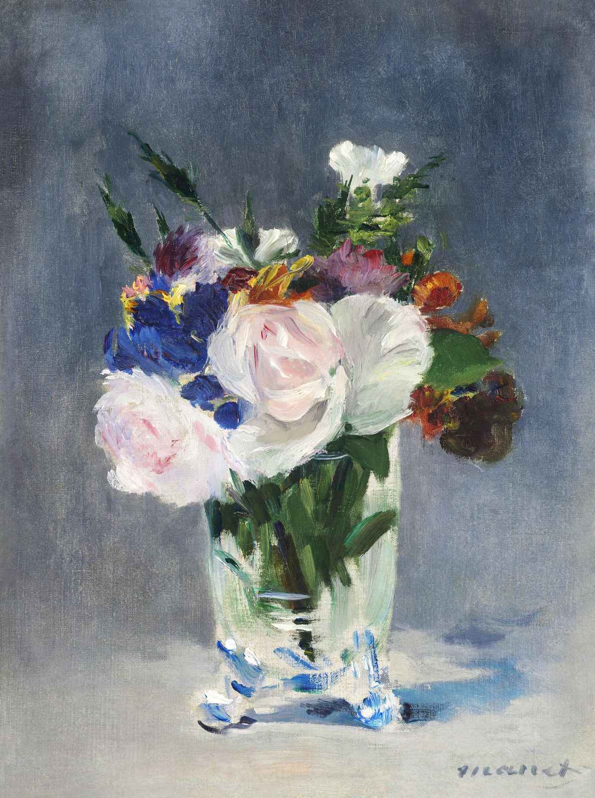 Impressionist Floral Bouquet on Gray Wall Art