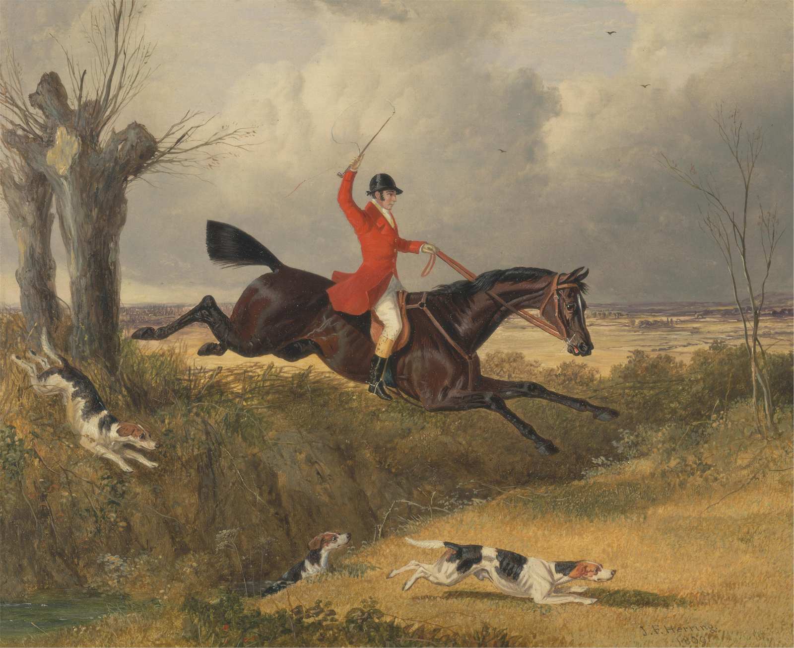 Thrilling Fox Hunt Jumping Horse & Hounds Wall Art