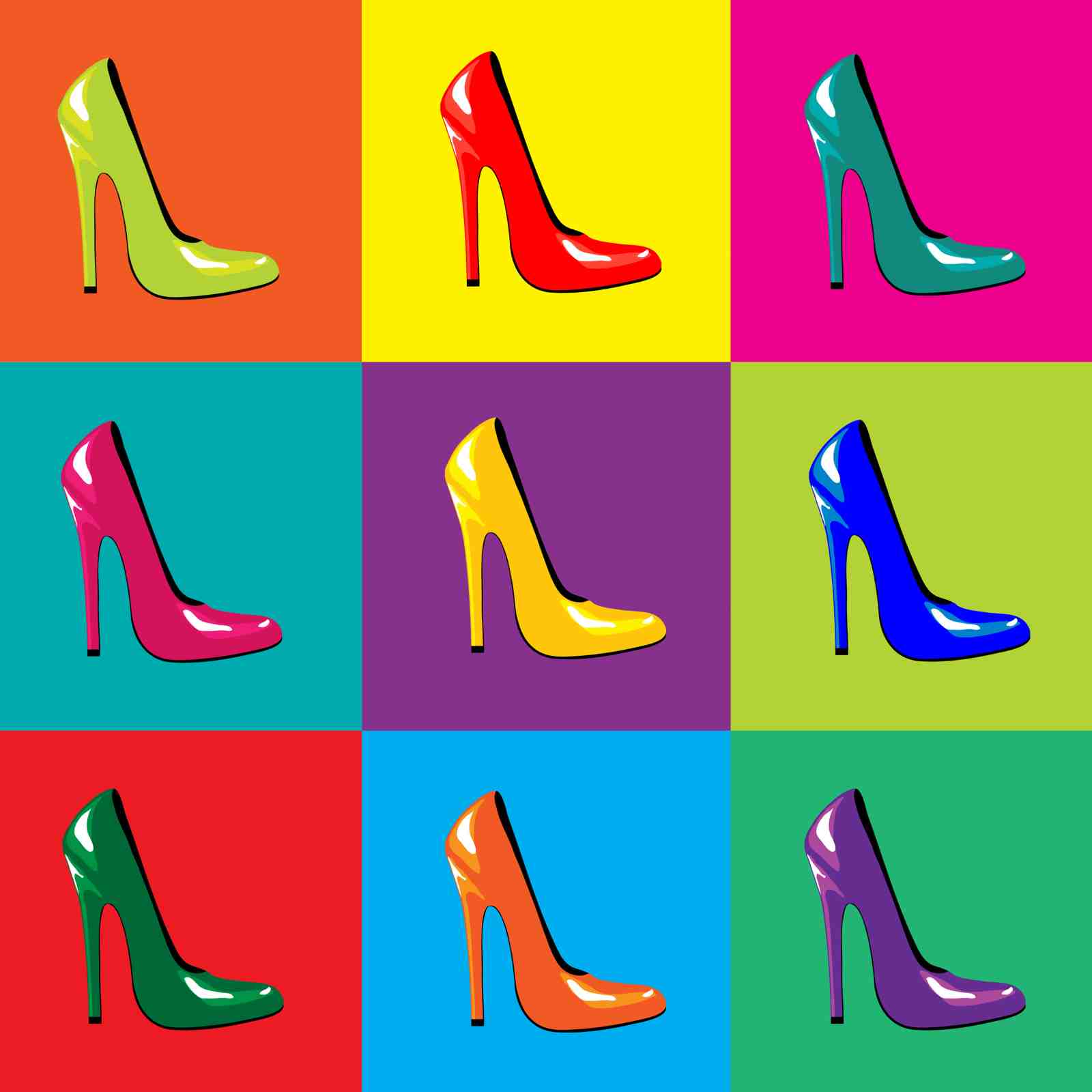 Vibrant Pop Art Stiletto Heels Wall Art