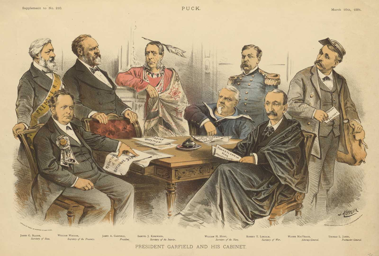 President Garfield and His Cabinet Vintage Political Satire Wall Art