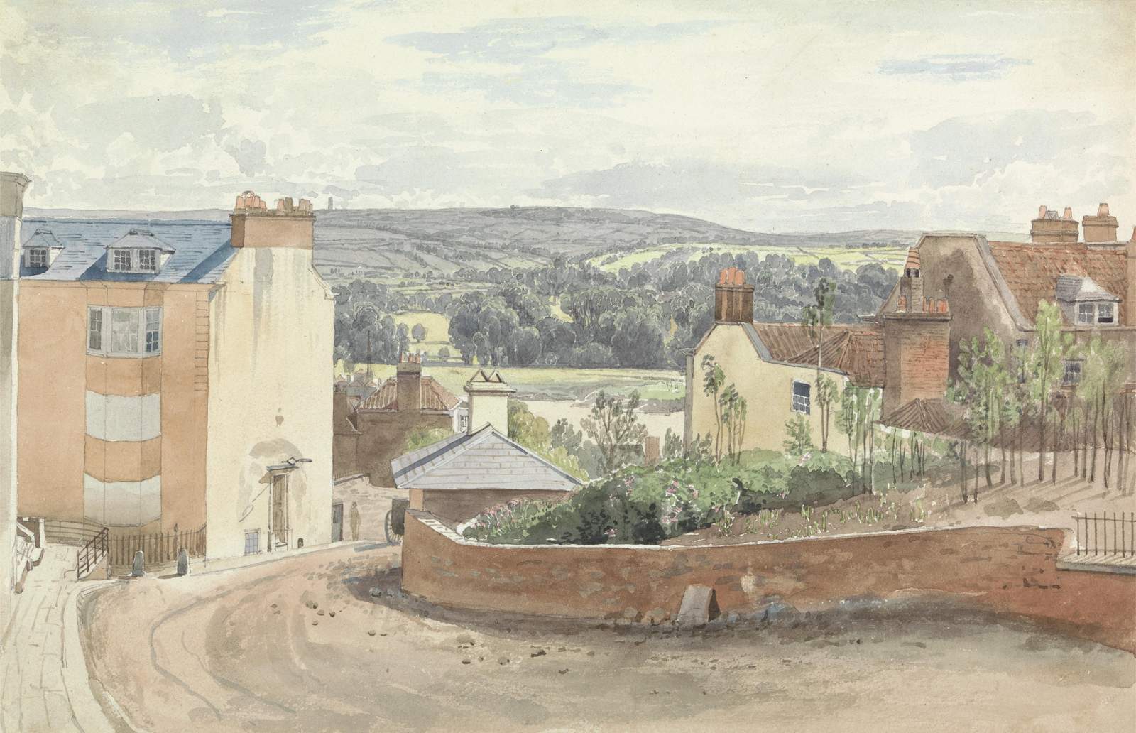 Charming Village Landscape Watercolor Wall Art