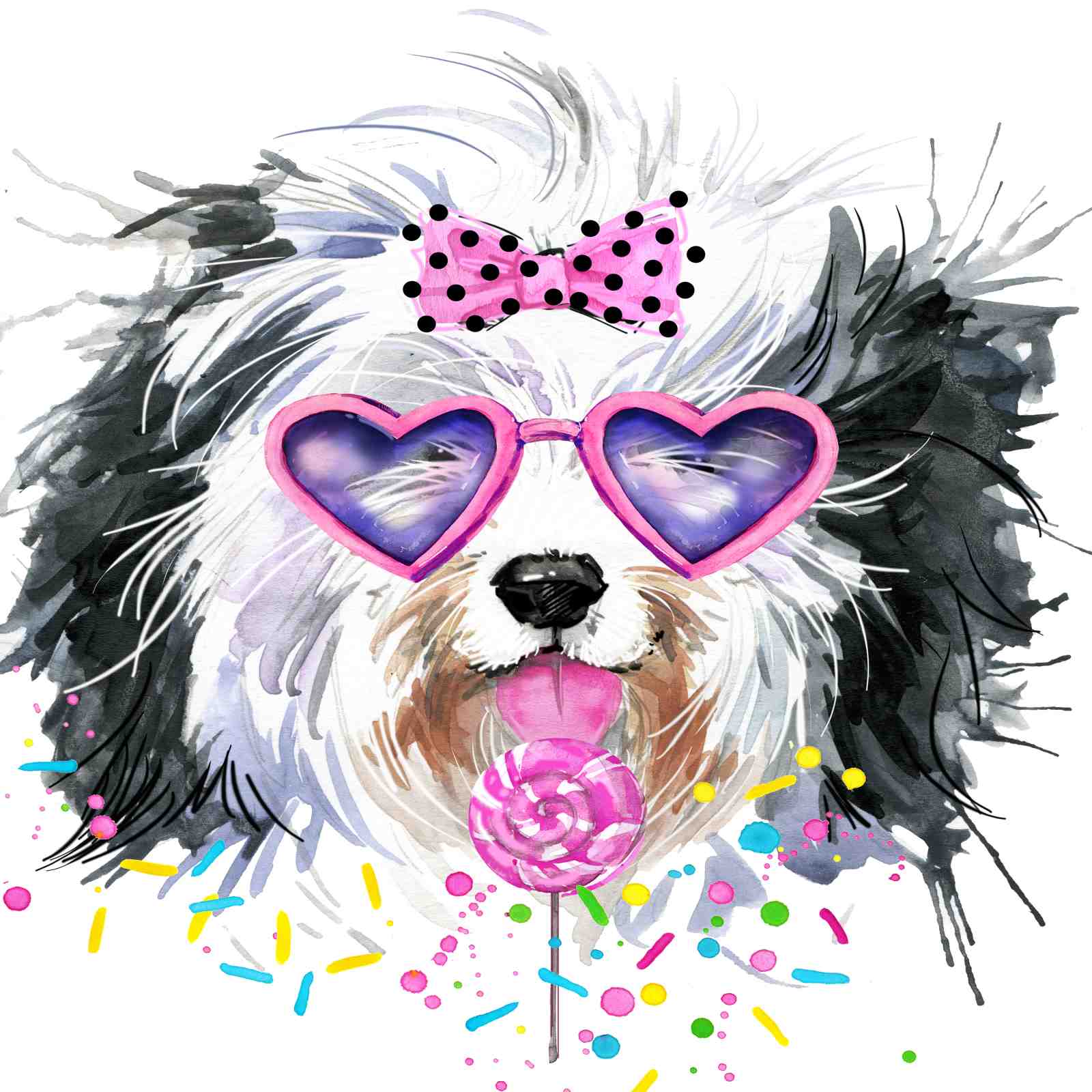 Cute Dog with Heart Glasses Wall Art
