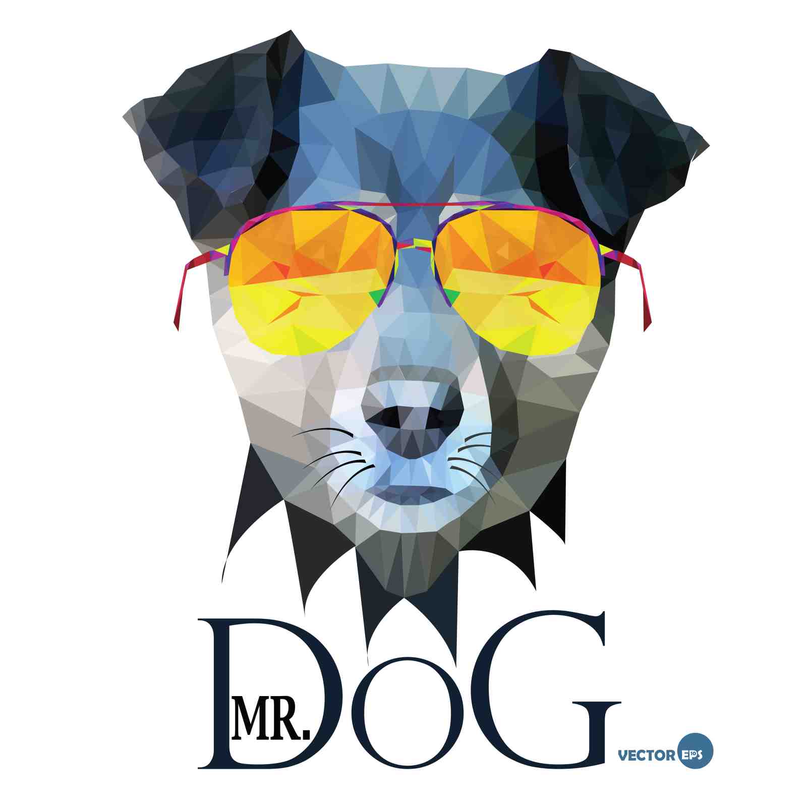 Cool Geometric Dog Sunglasses Wall Art