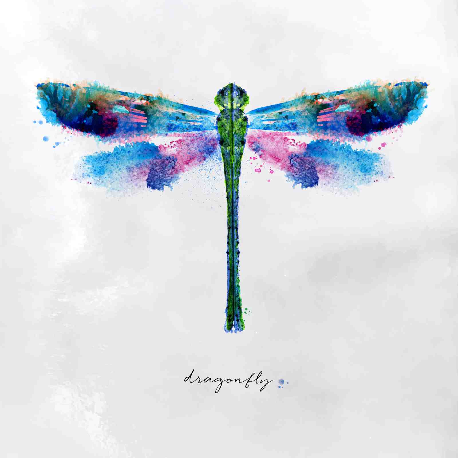 Vibrant Watercolor Dragonfly Wall Art Art