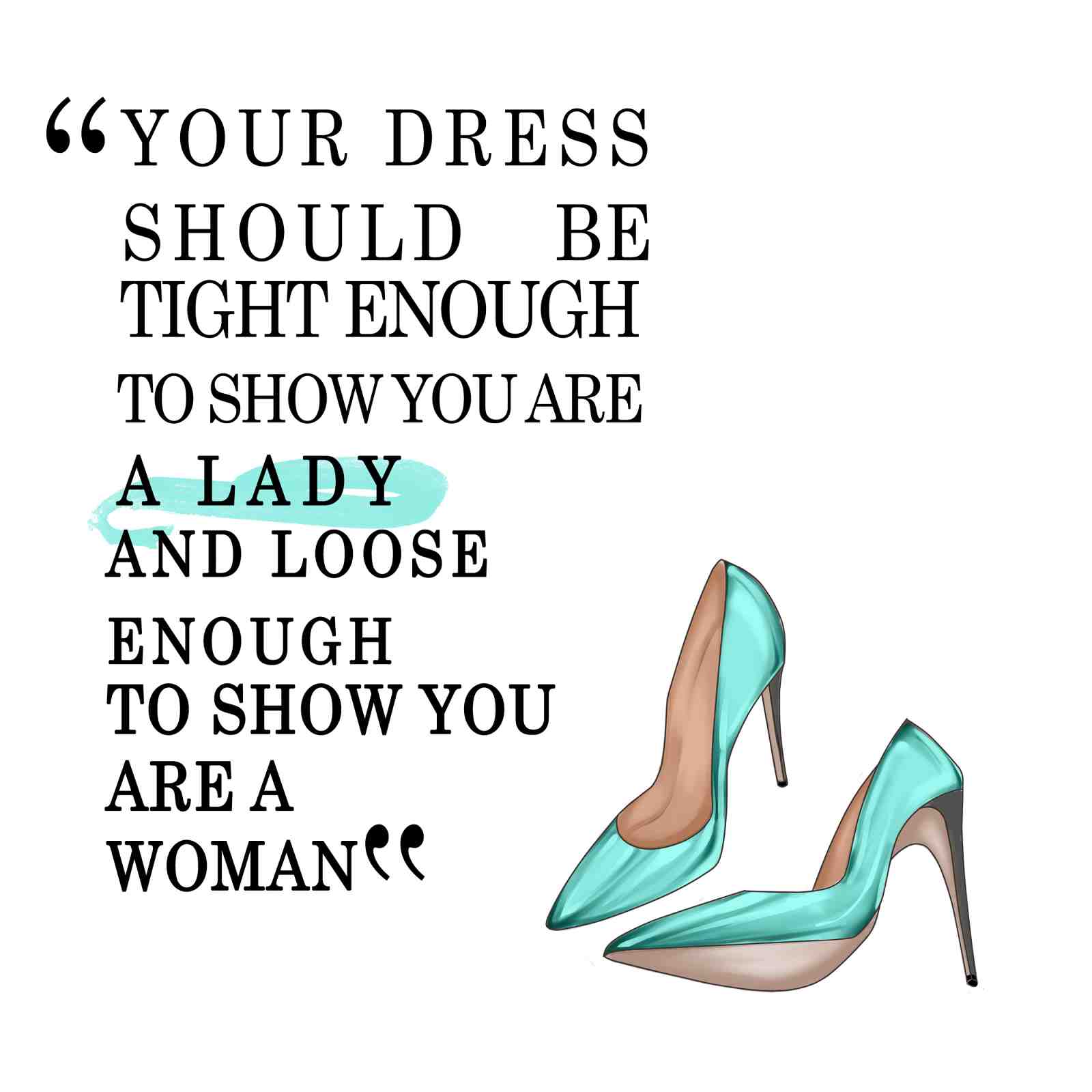 Empowering Woman Quote Teal Heels Wall Art