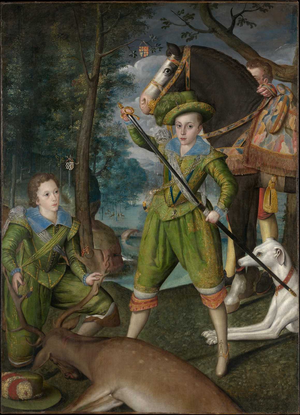 Royal Hunting Scene Boys Green Tunic Wall Art