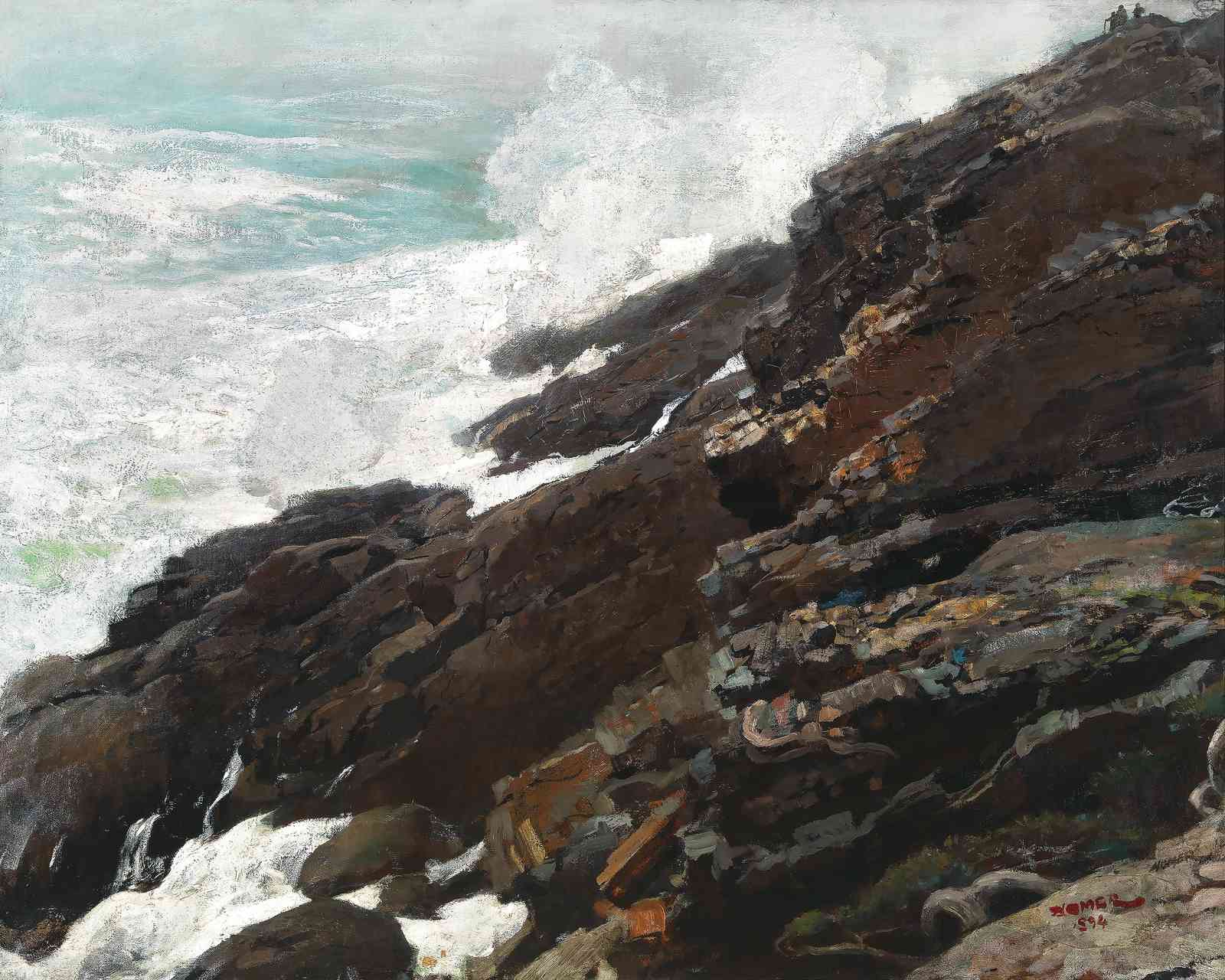 Stormy Coastal Rocks Seascape Wall Art