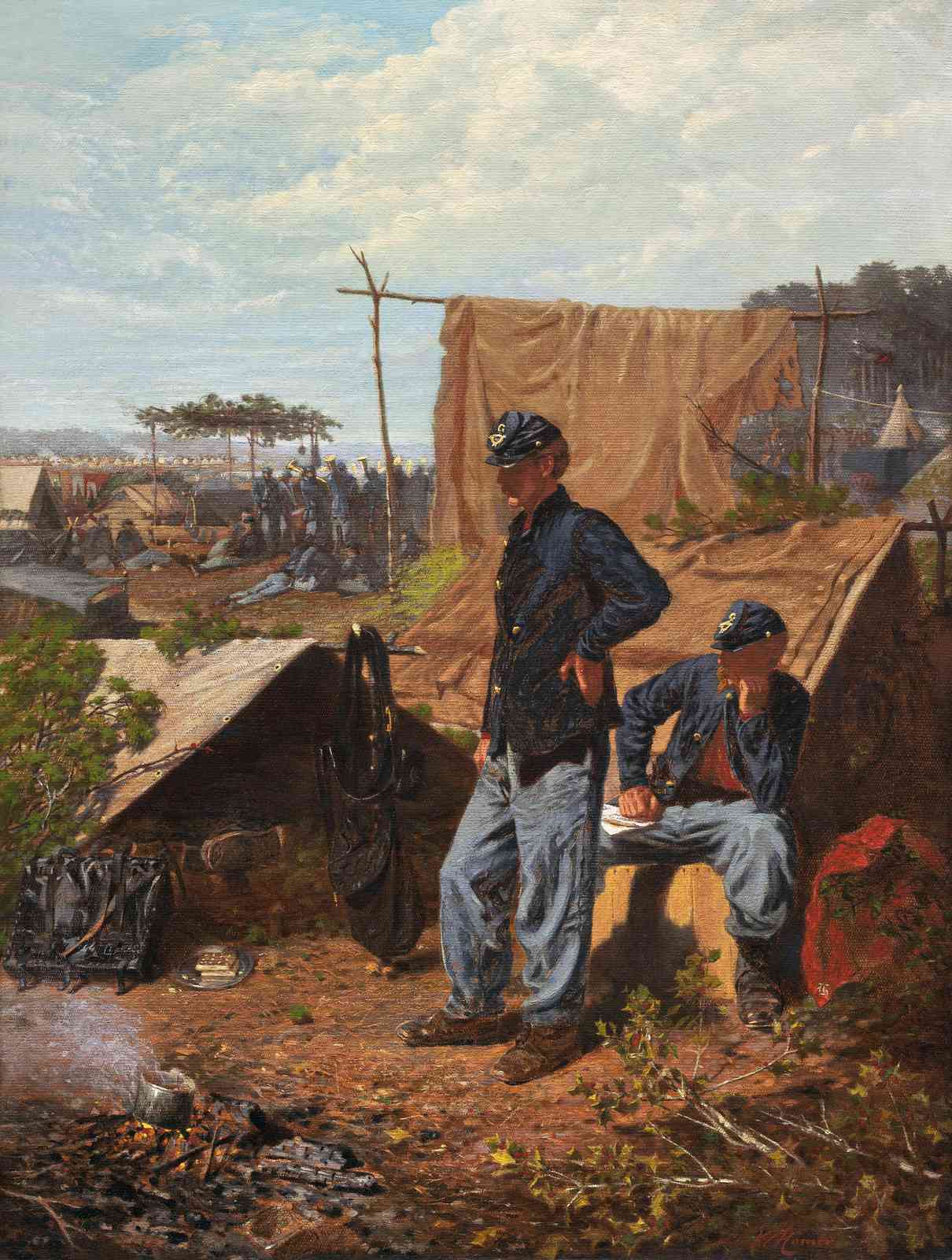 Union Soldiers Civil War Camp Scene Wall Art
