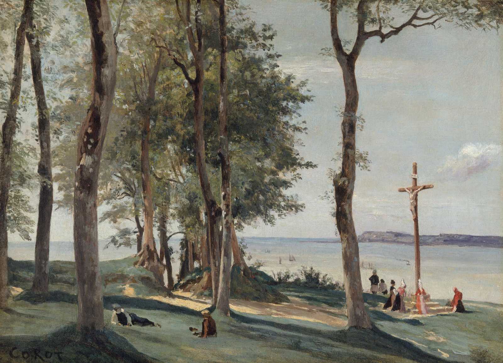 Tranquil Landscape with Crucifixion Wall Art