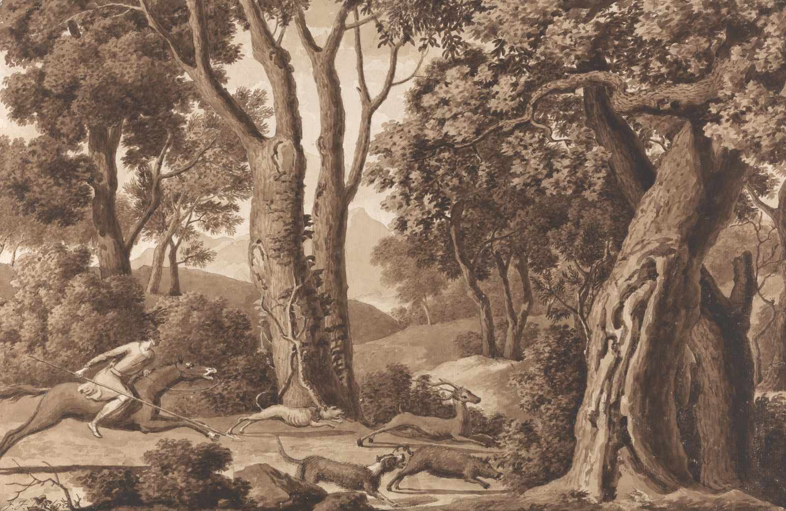 Vintage Hunting Scene Forest Wall Art