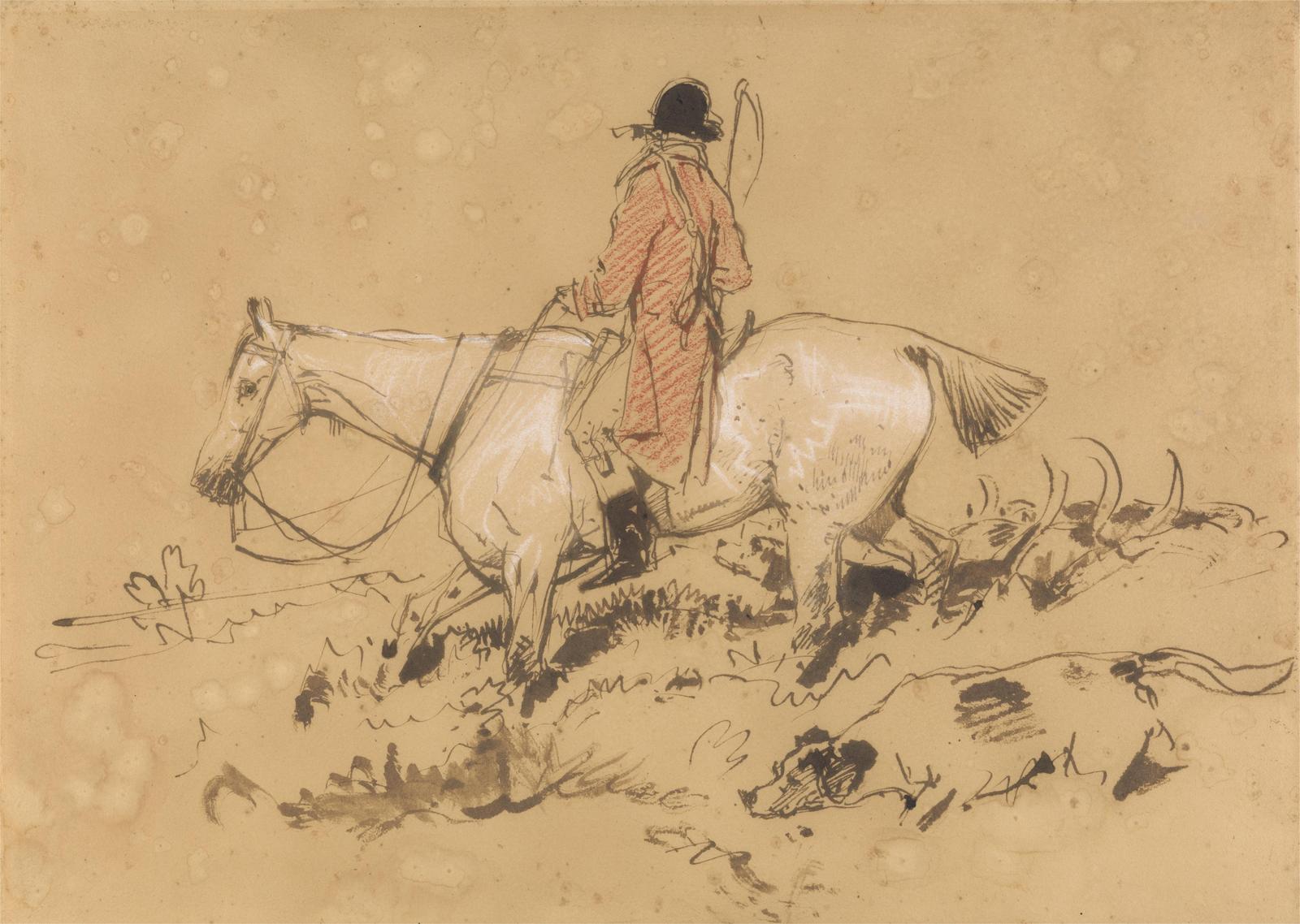 Equestrian Hunting Scene Vintage Sketch Wall Art