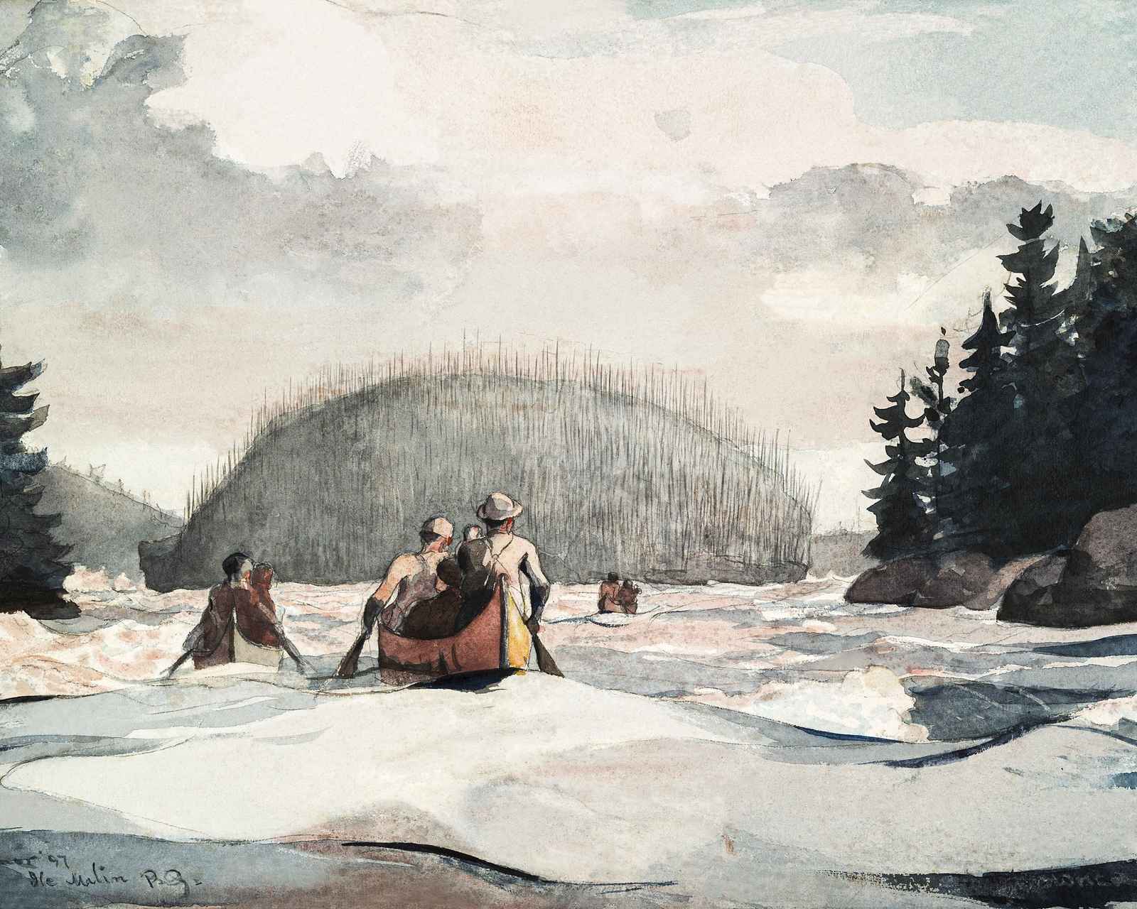 Voyageurs Canoe Adventure Watercolor Wall Art