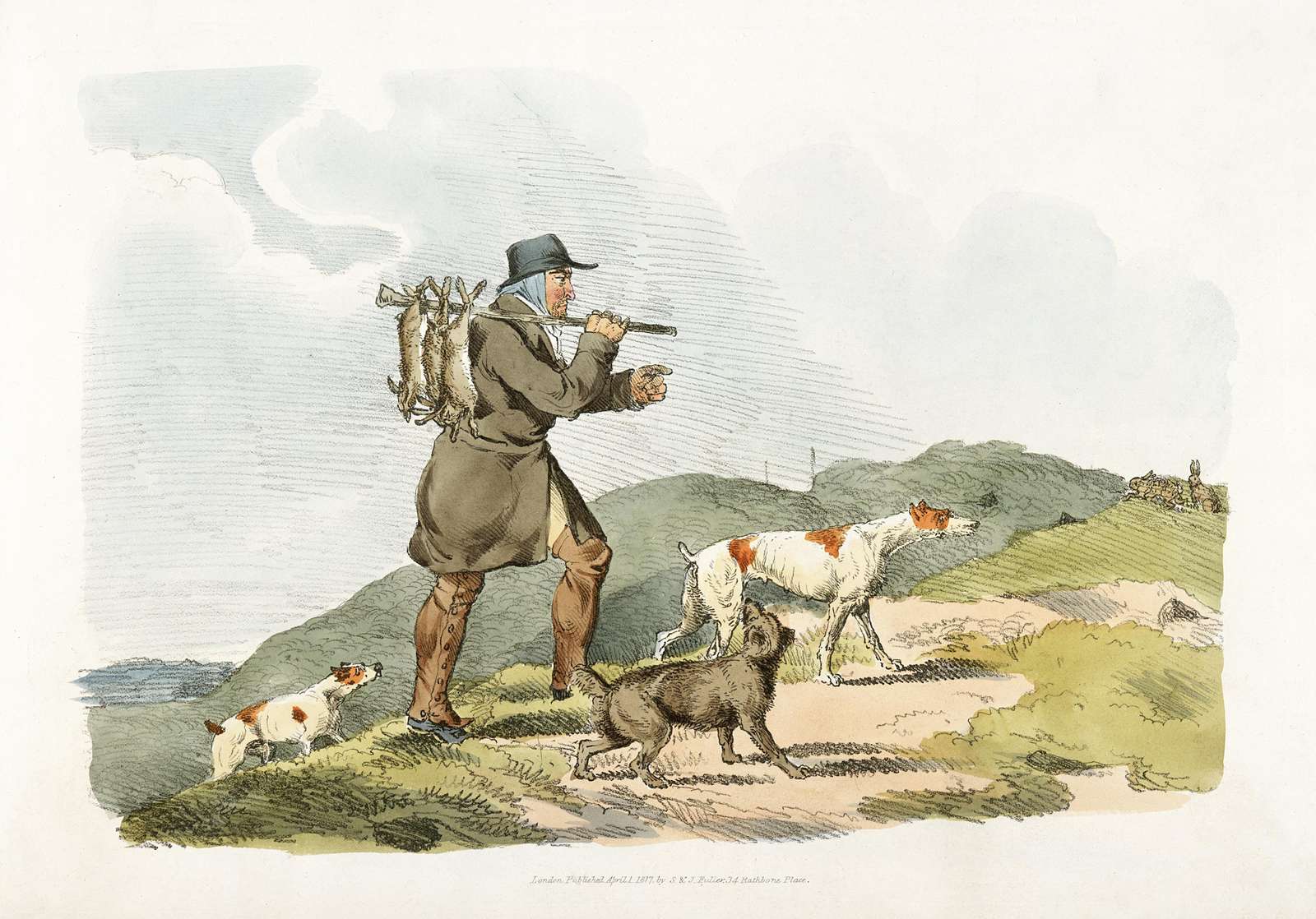 Hunter with Dogs Vintage Countryside Wall Art