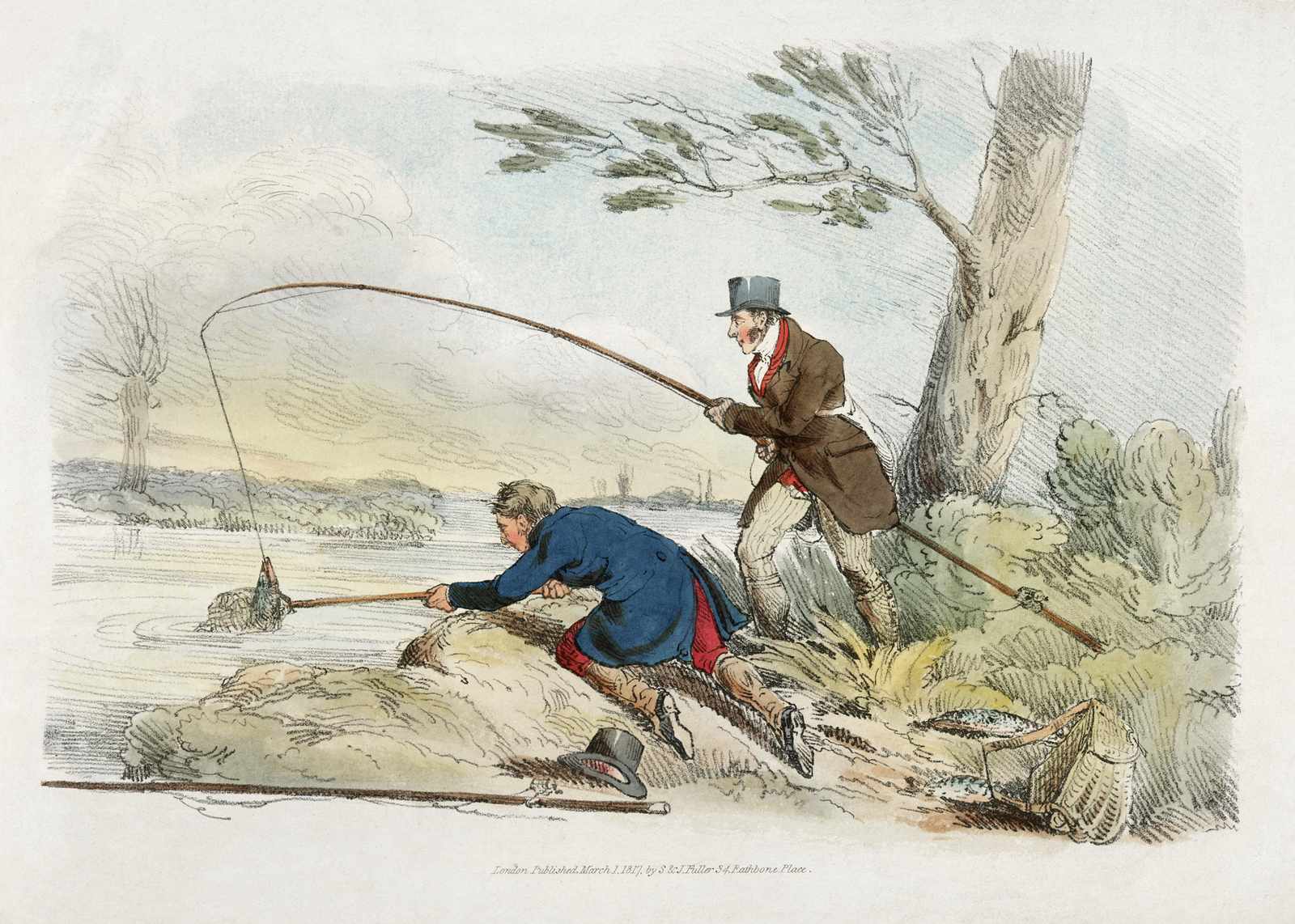 Vintage Fishing Scene Wall Art