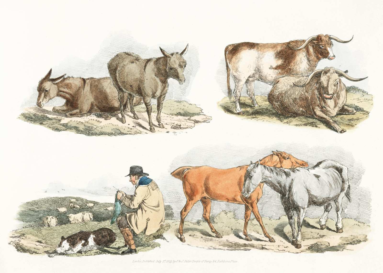 Vintage Farm Animals & Shepherd Wall Art
