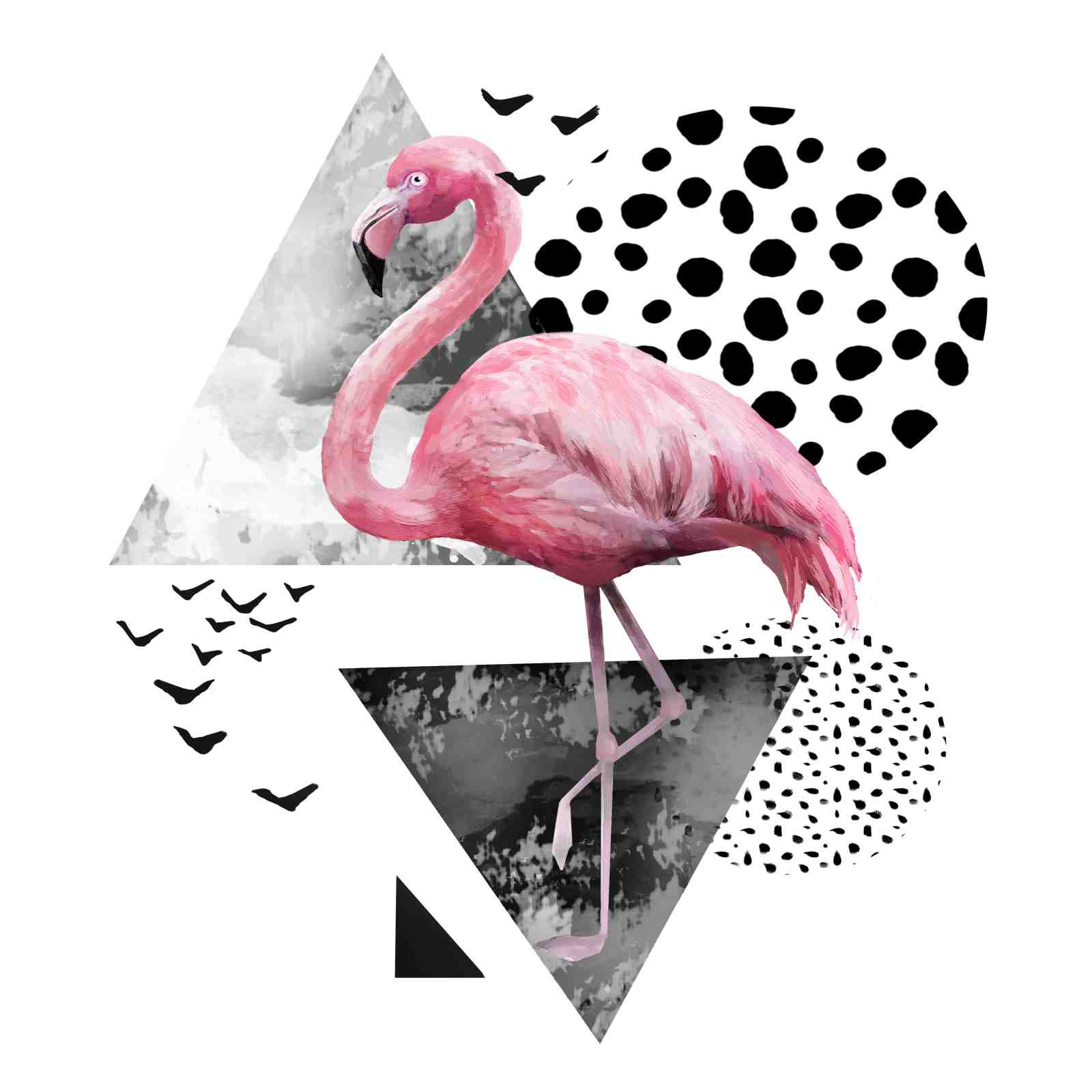 Abstract Pink Flamingo Geometric Wall Art