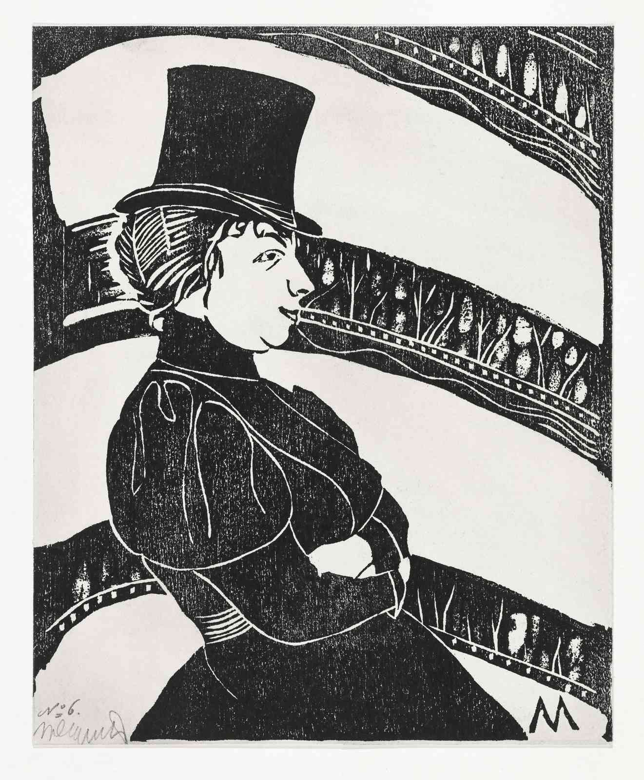 Elegant Woman with Top Hat Wall Art | Art Nouveau