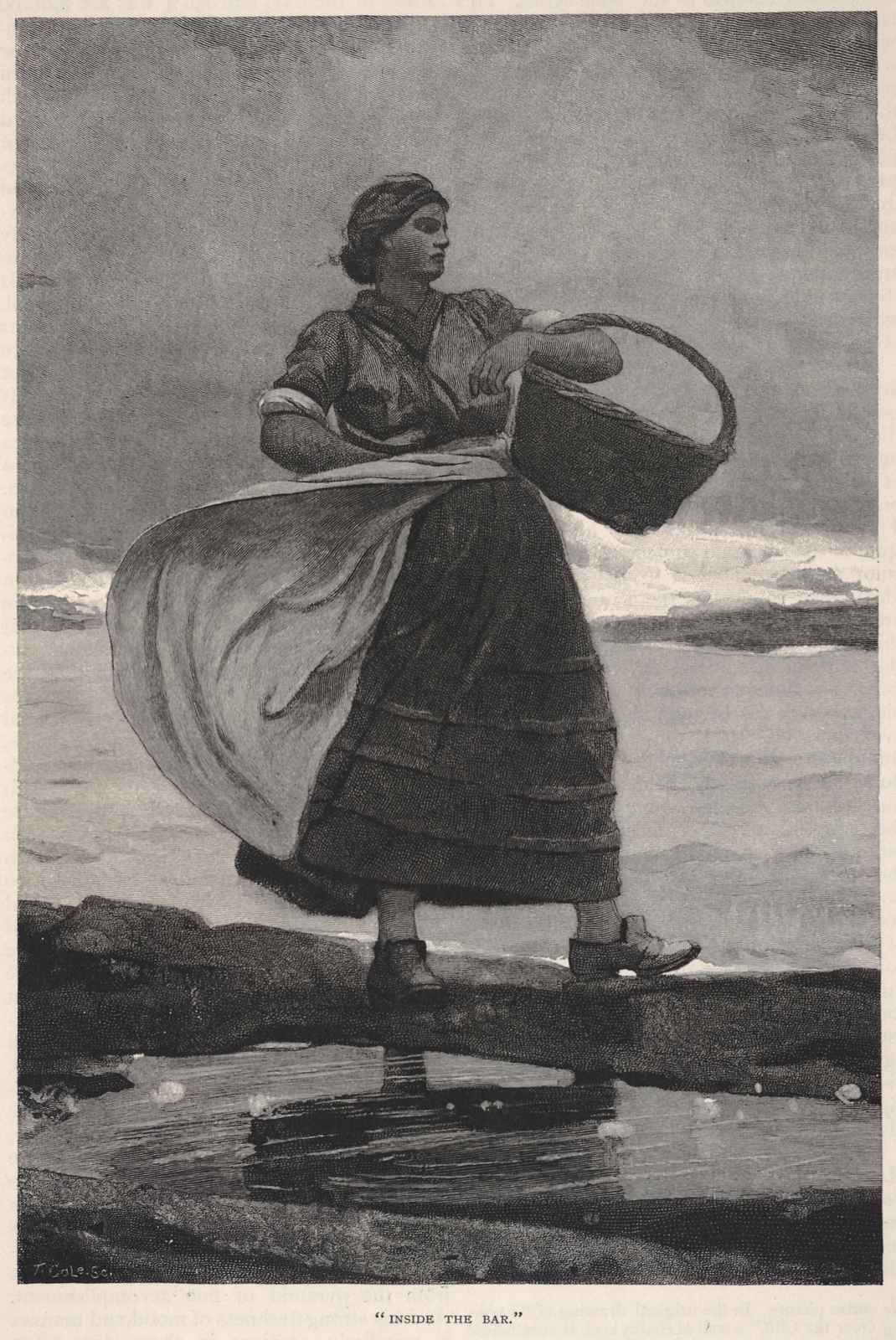 Vintage Woman Beside the Sea Wall Art