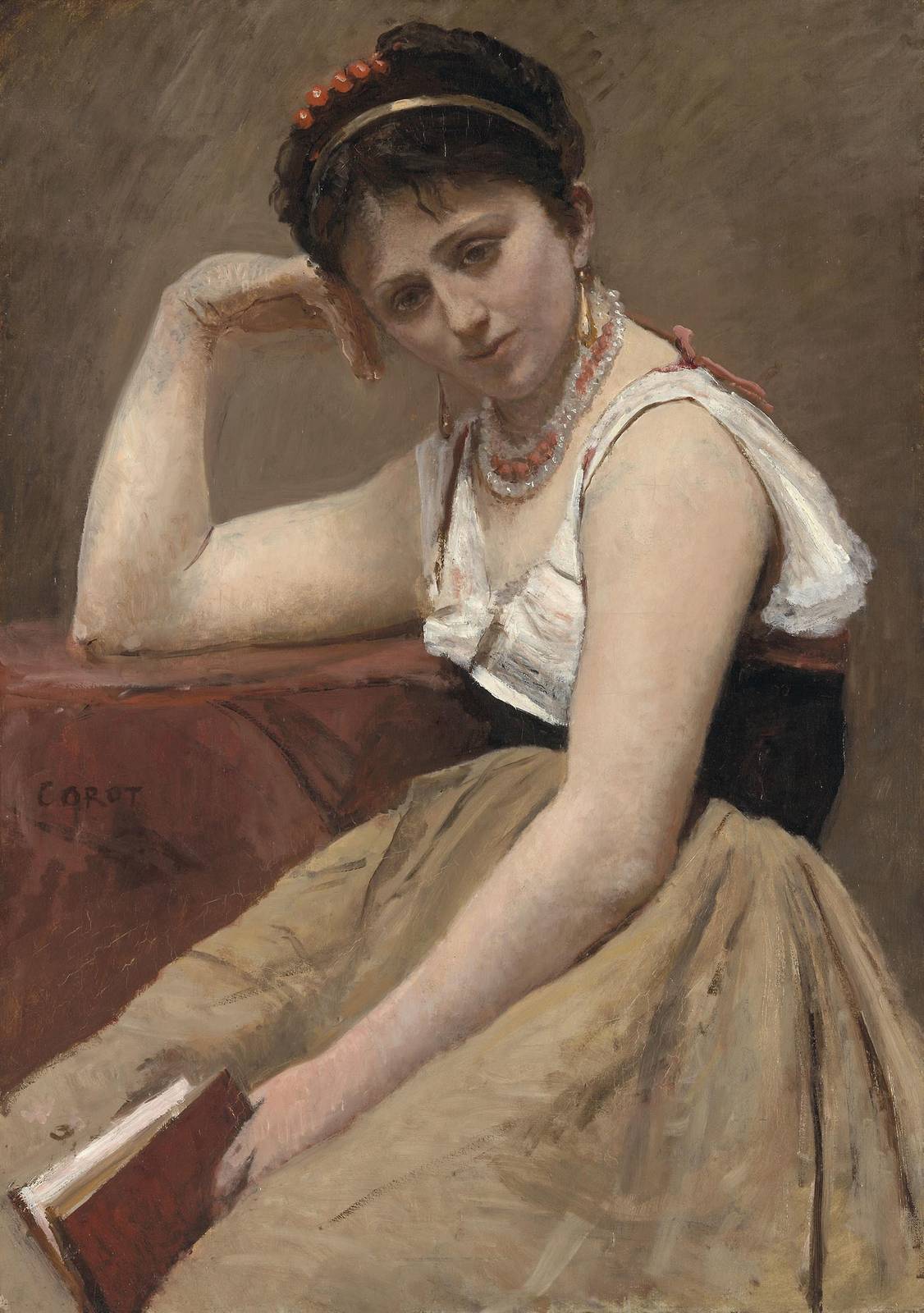 Corot Woman Reading Thoughtful Wall Art