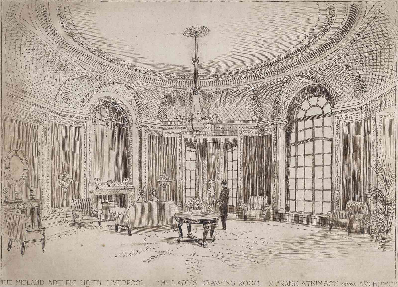 Elegant Drawing Room Victorian Sketch Wall Art