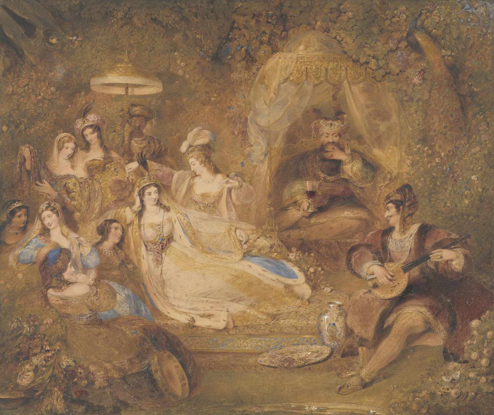 Exotic Garden Serenade Oriental Scene Wall Art
