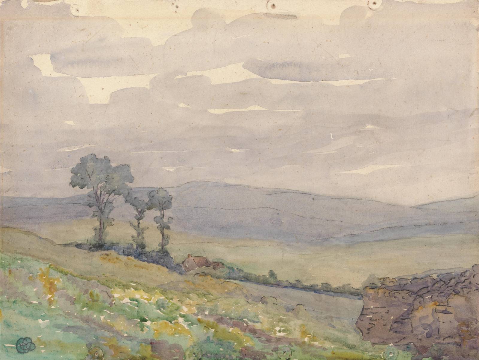 Serene Countryside Watercolor Wall Art