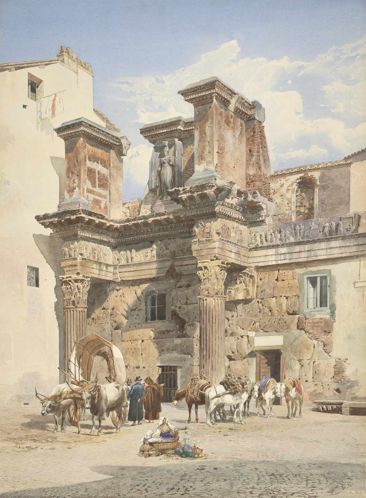 Roman Ruins & Horse Drawn Cart Wall Art