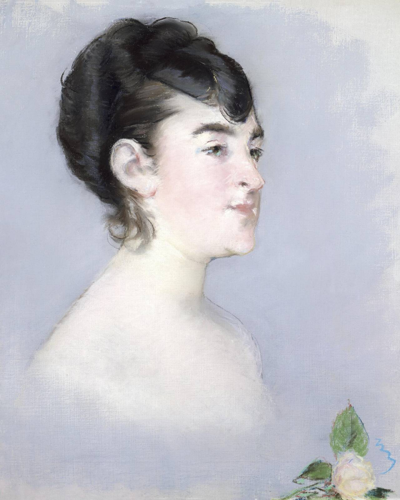 Elegant Portrait with Rose Wall Art