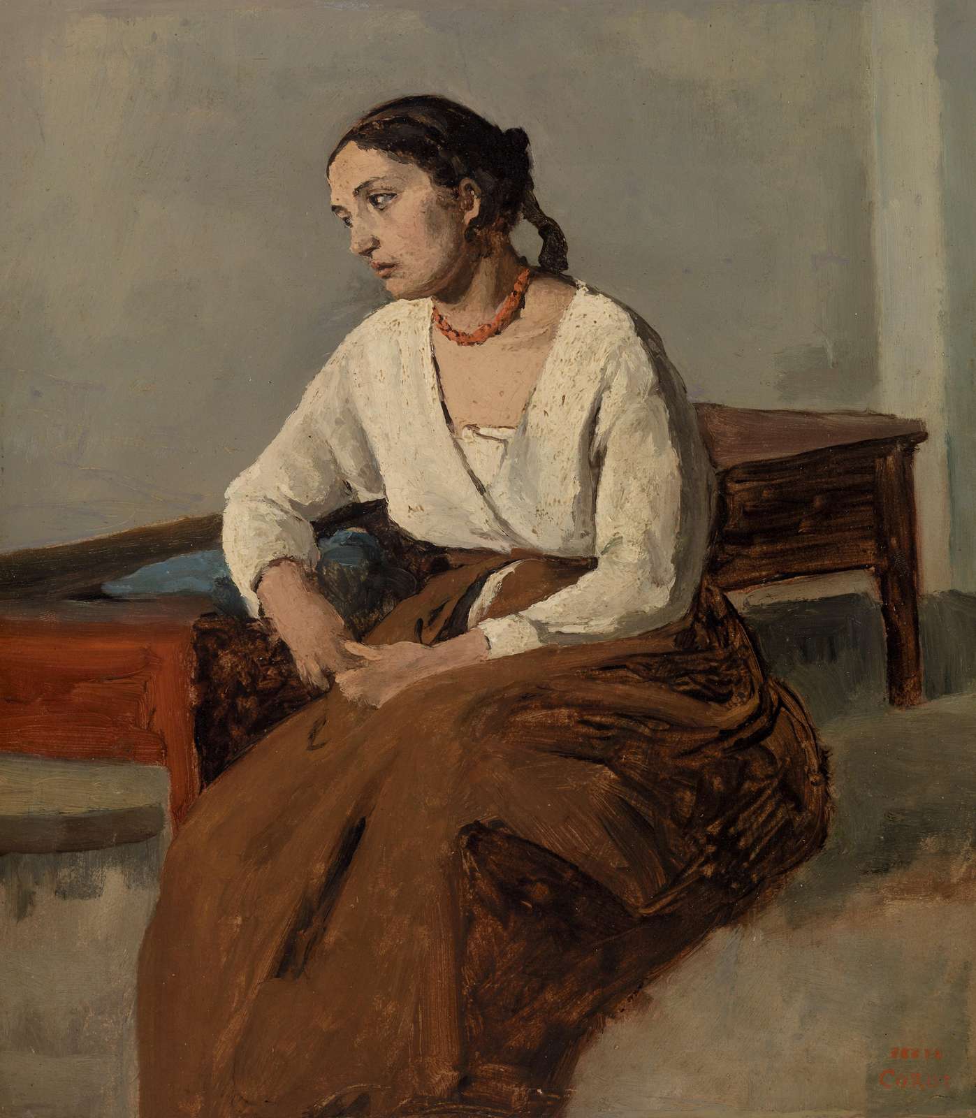 Serene Woman Portrait Oil Painting Wall Art