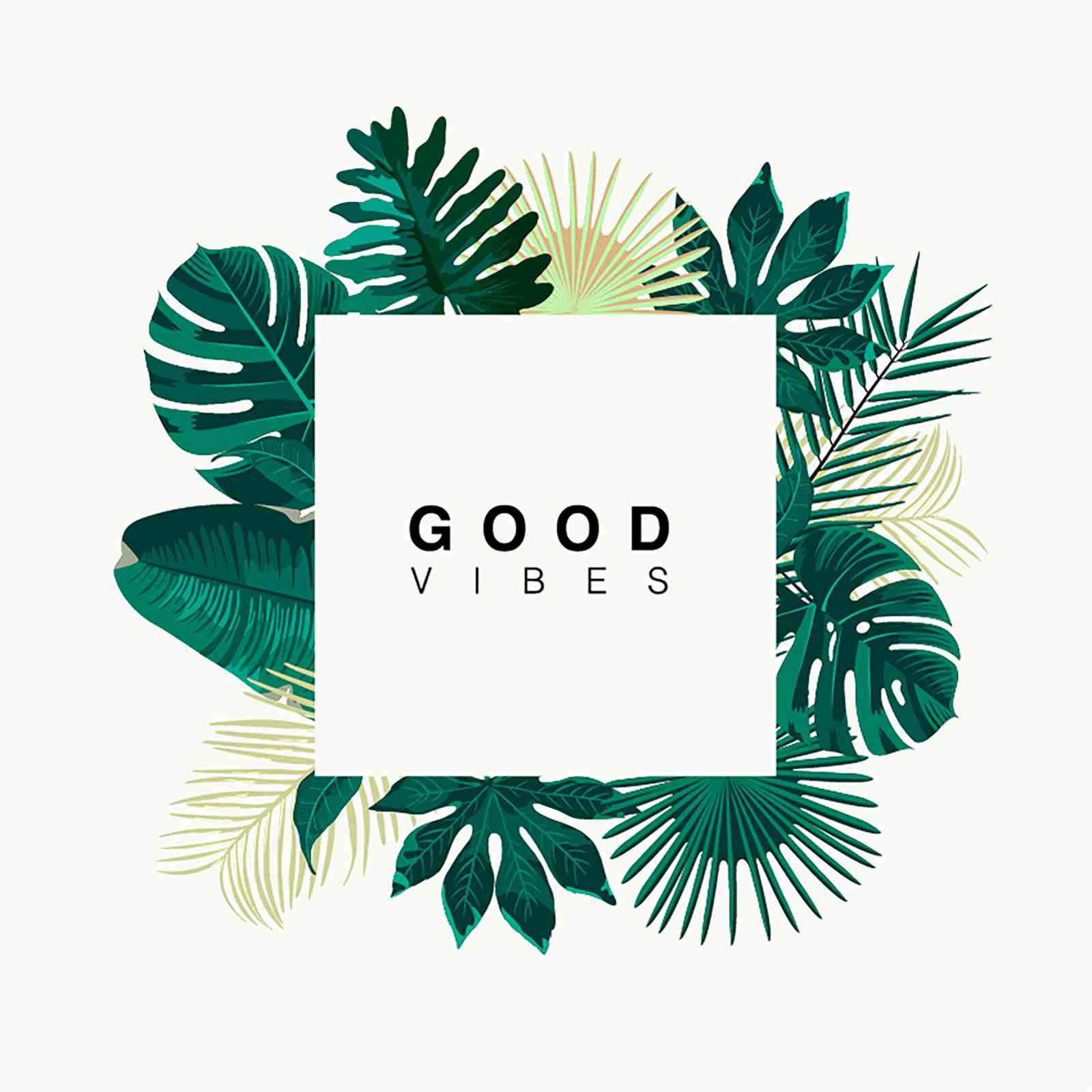 Tropical "Good Vibes" Leaf Art Wall Art