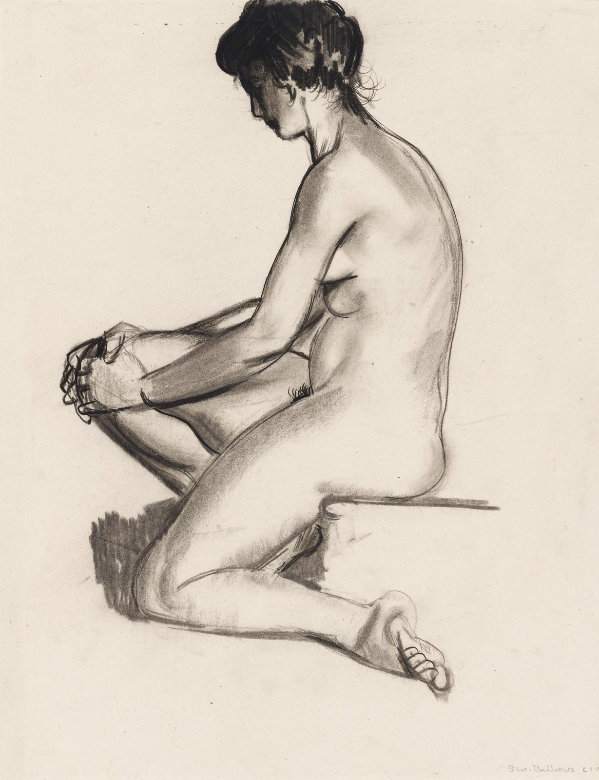 Seated Nude Charcoal Sketch Wall Art